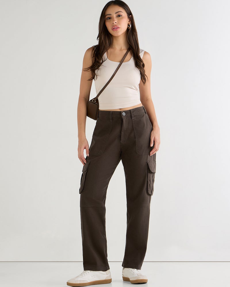 bewakoof Women's Brown Cargo Pants - Image 4